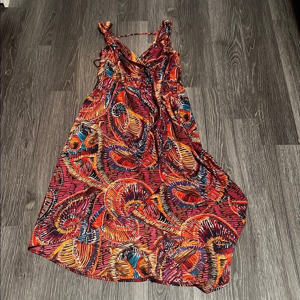London Times Asymmetrical Orange Red Sundress